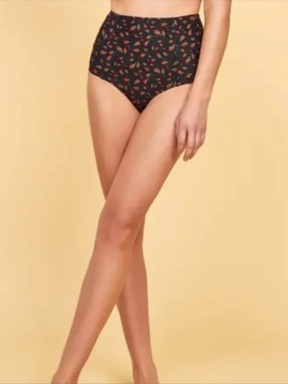 Reformation High Waisted Bikini Bottom Roses Floral Print L